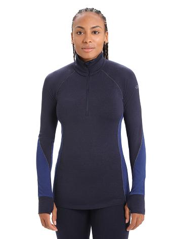 Icebreaker BodyfitZone™ Merino 260 Zone Long Sleeve Half Zip Thermal Top Női Base Layers Sötétkék Királykék Sötétkék | HU 1897CTVE